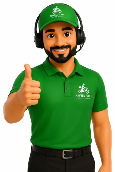 Naveed Fleet courier giving a thumbs up